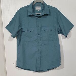 Craghoppers Mens Kiwi Solar Shield Teal Short Sleeve Button Down Shirt Medium